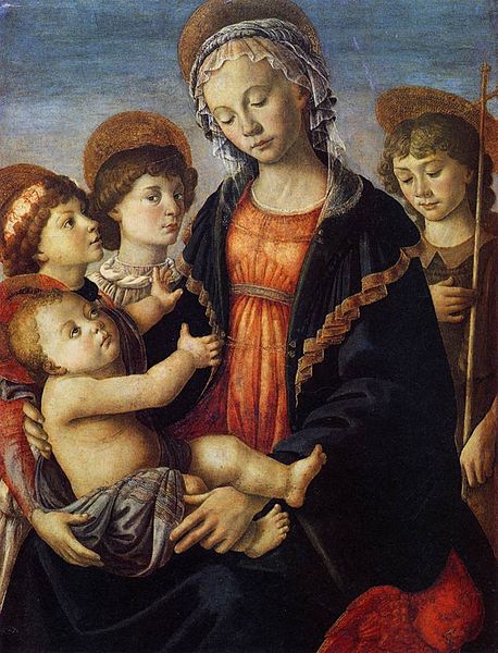 Botticelli,  Madonna col Bambino, due angeli e Giovanni Battista, 1468-1470 circa, National Gallery (Londra)
